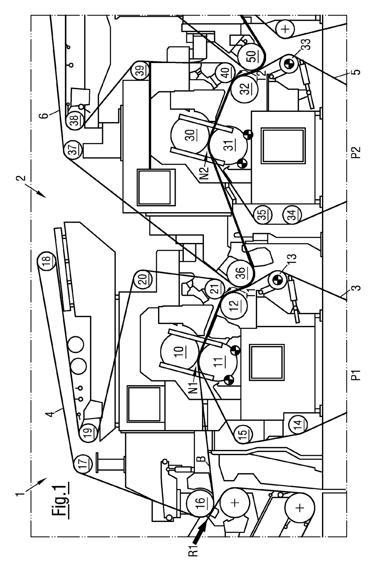 Press for a machine for producing a fibrous material web