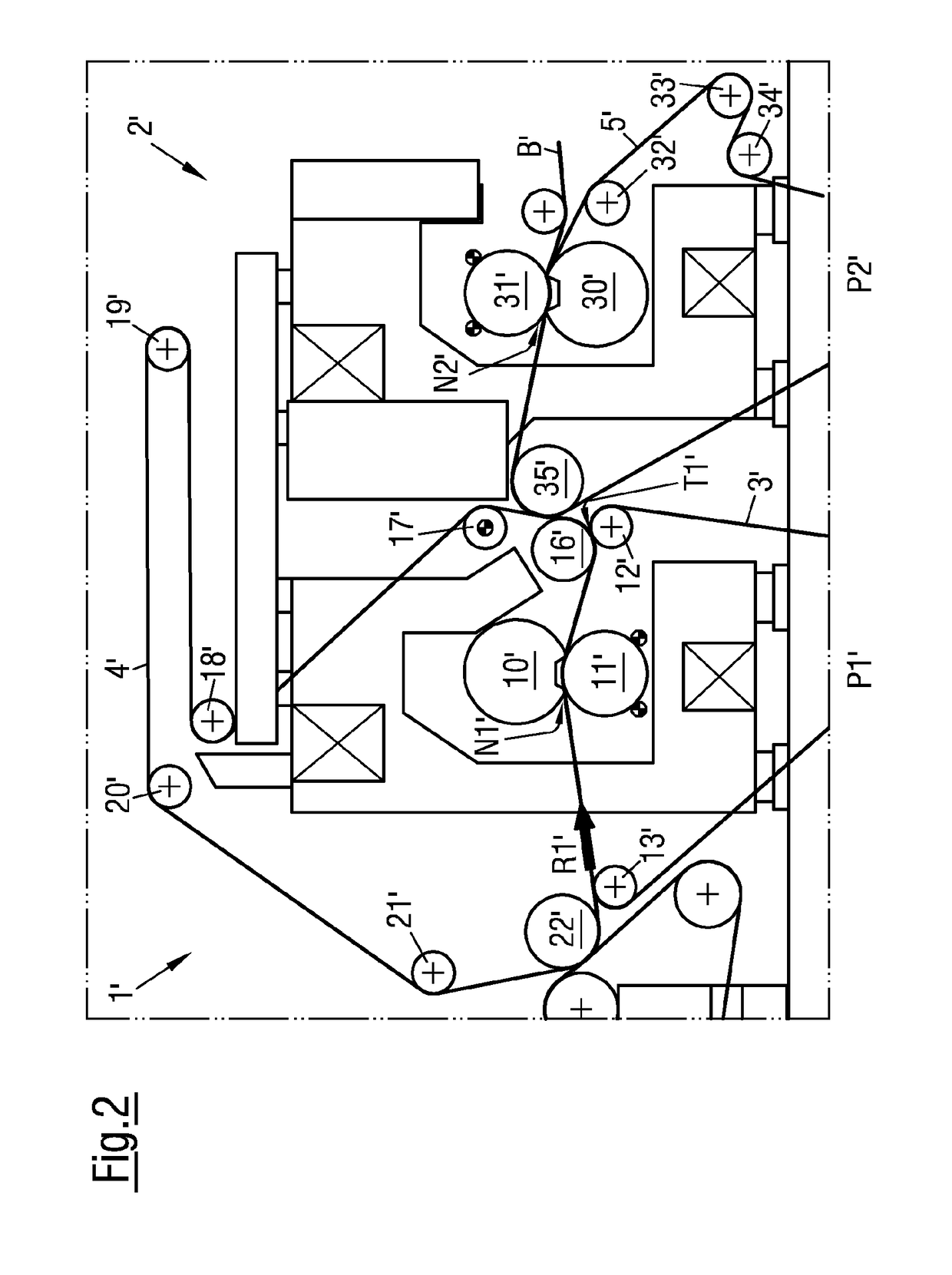 Press for a machine for producing a fibrous material web