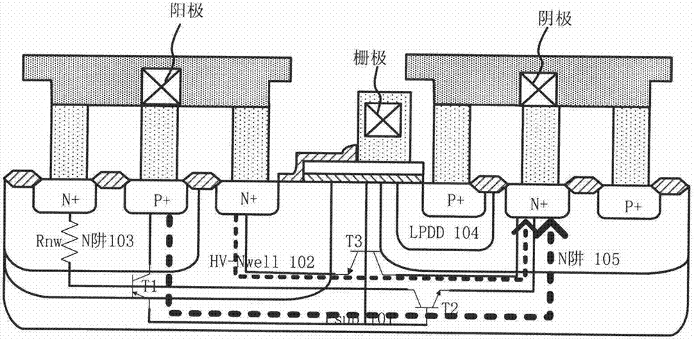 High-voltage ESD (electro-static discharge) protective device triggered by bidirectional substrate