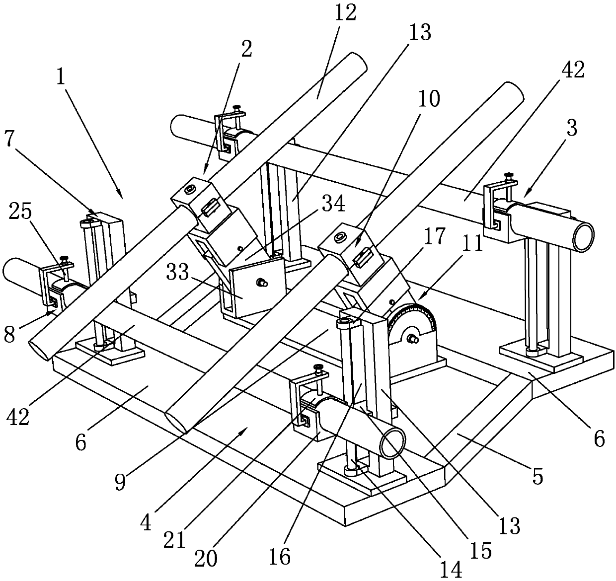 Integral mounting device for inclined surface pipeline