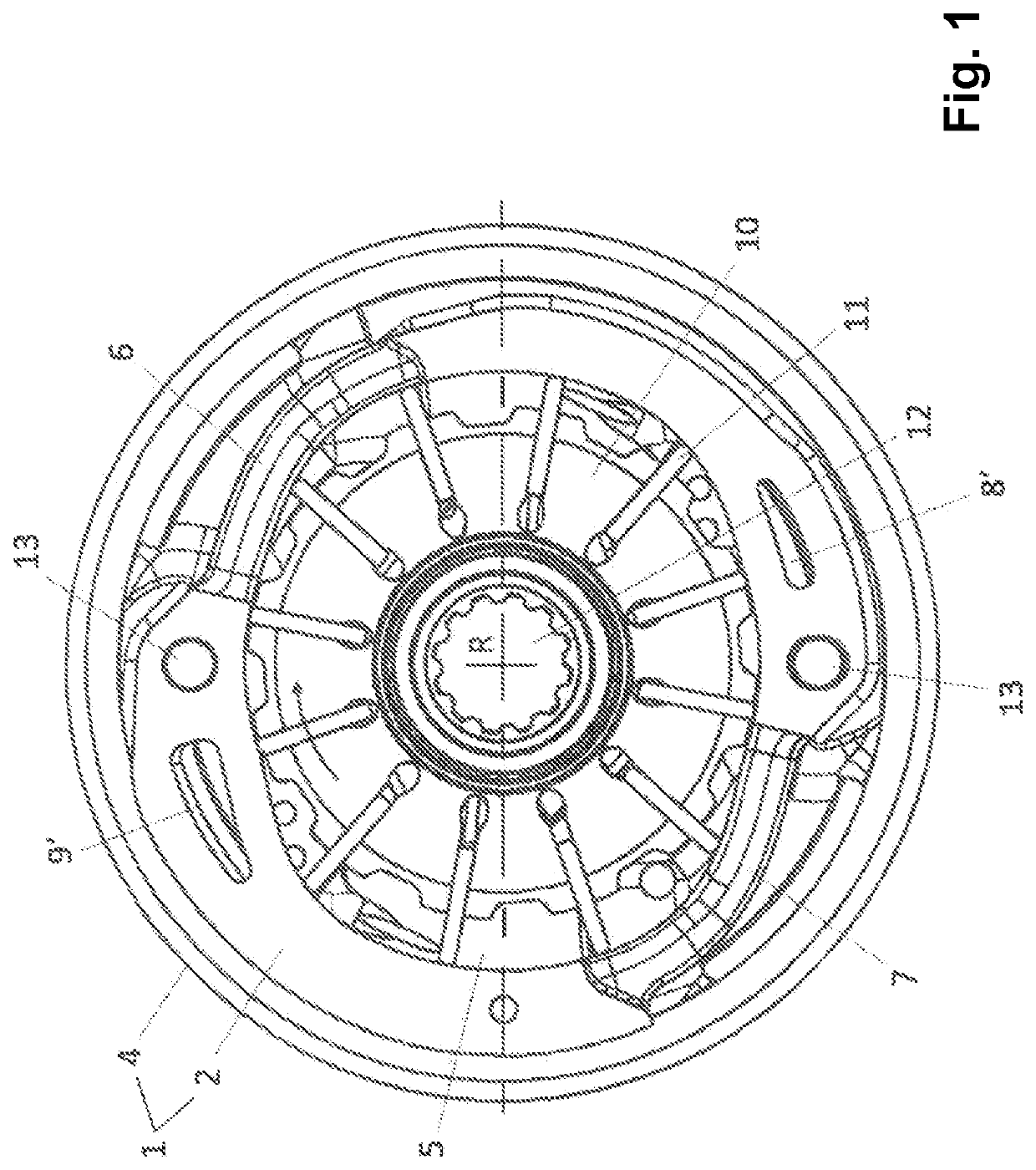 Pump comprising an axially acting spring gasket