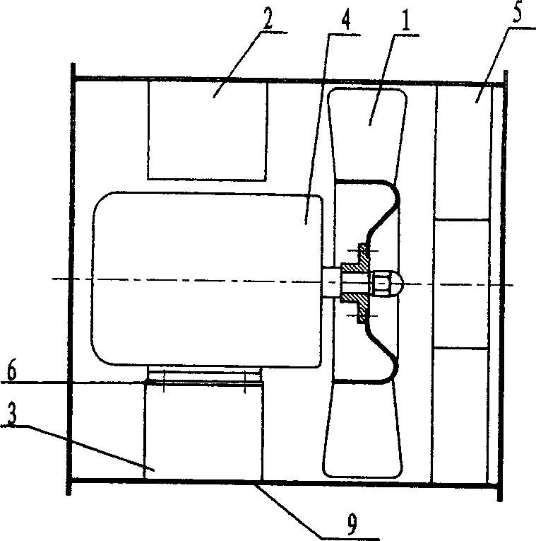 Single impellor axial fan of traction electric machine brake cooling system