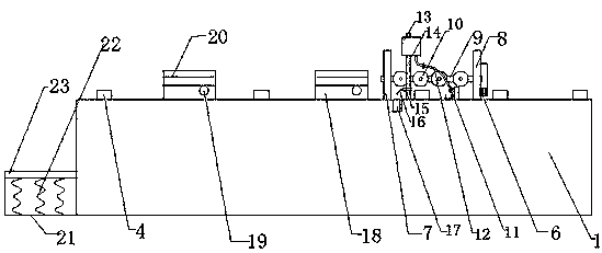 A kind of equipment for chamfering and painting the short edge of the floor