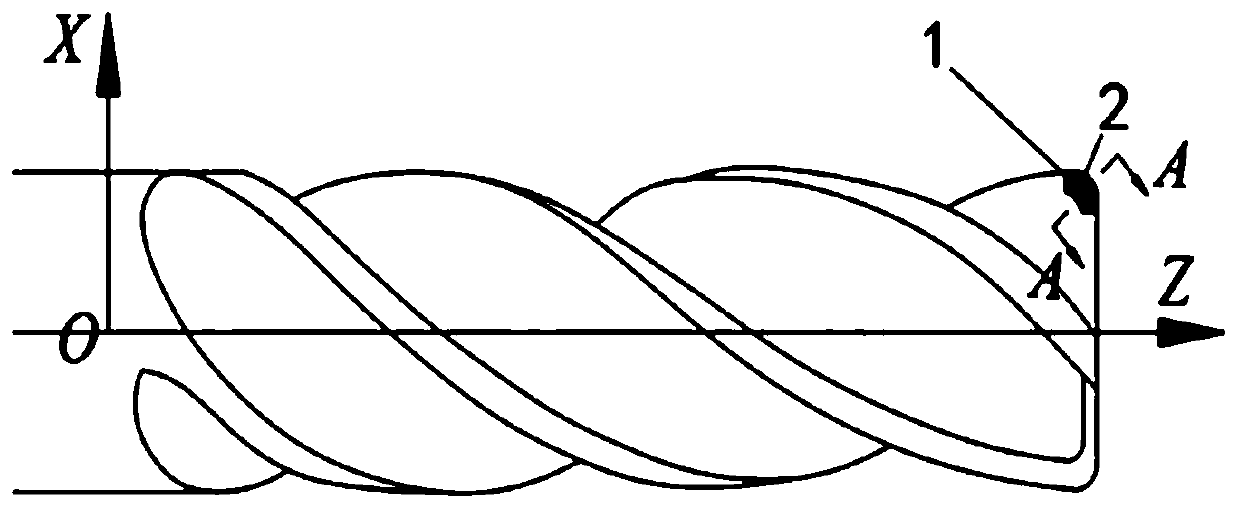 Method for solving grinding track of front tool face of arc edge of arc head end mill