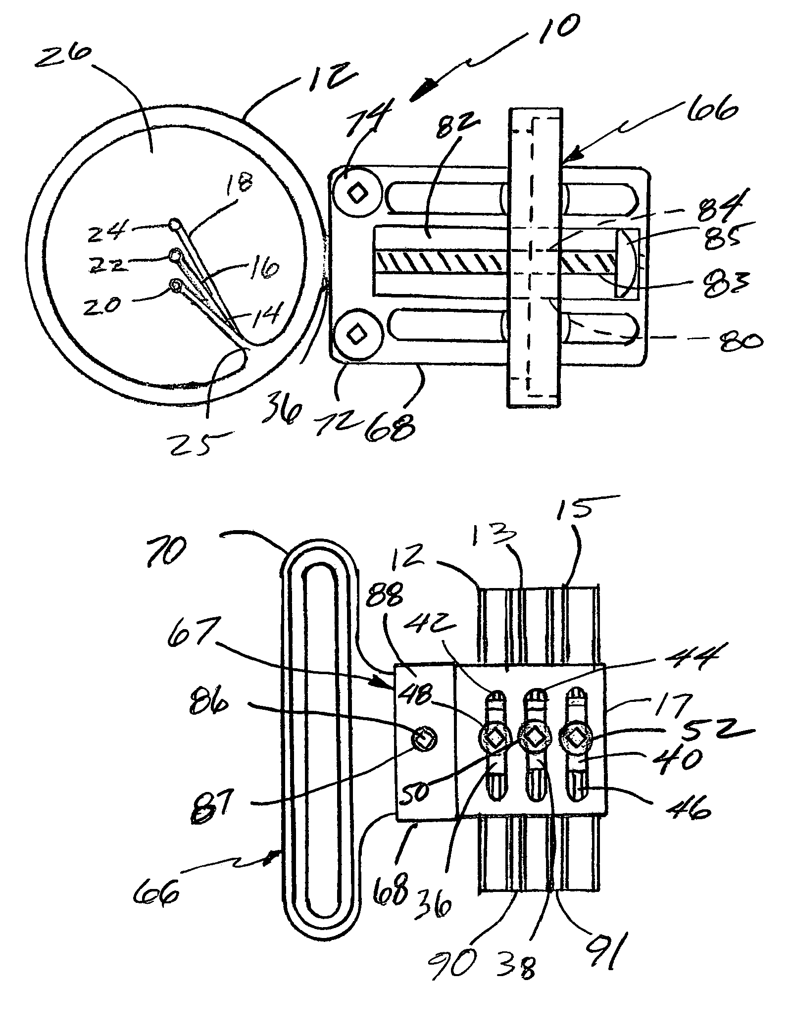 Bow sight with angled pins