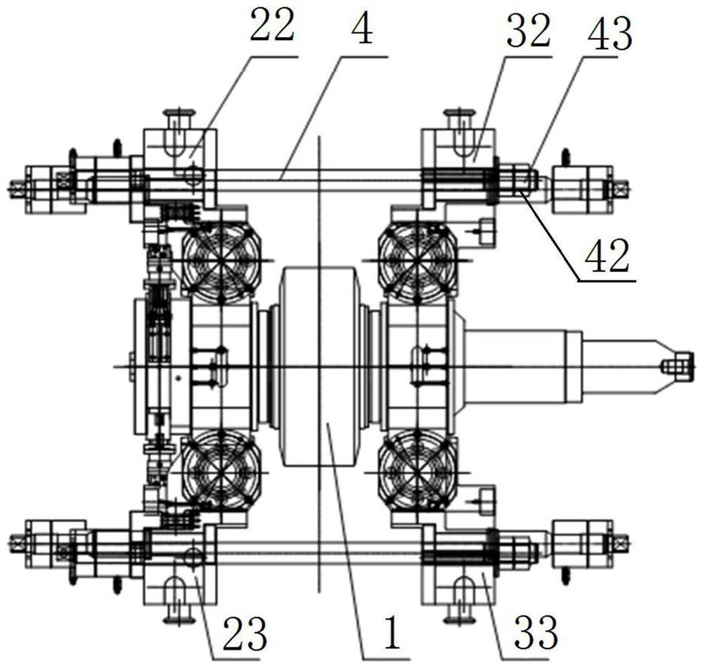 Universal rolling mill with structure for preventing pull rod of guide and guard beam from warping in roll changing process