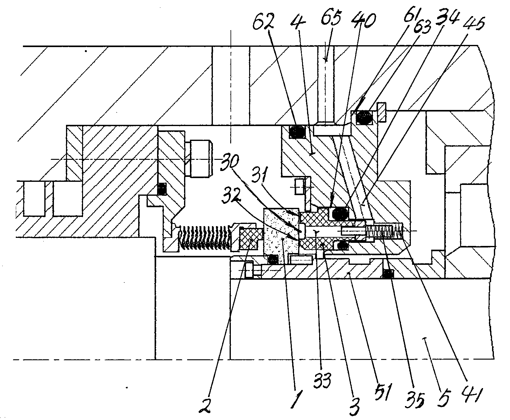 Mechanical sealing device of vapour-liquid full flow screw power machine