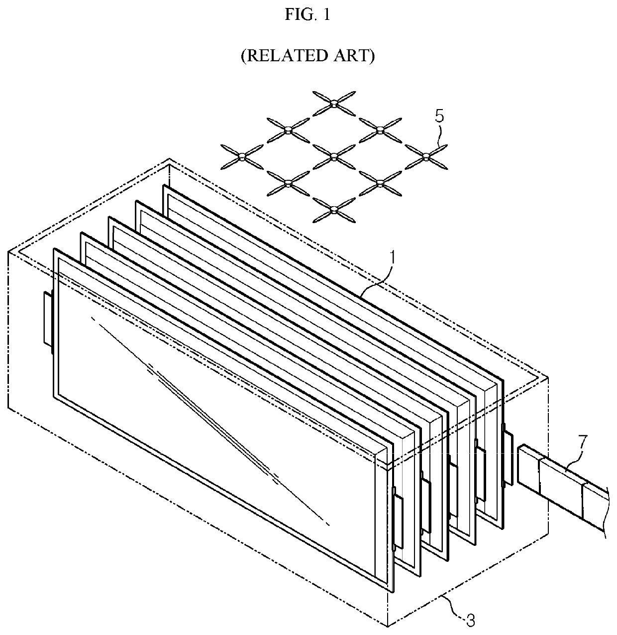 Charging and discharging apparatus including cooling fan and movable temperature measuring device for secondary battery