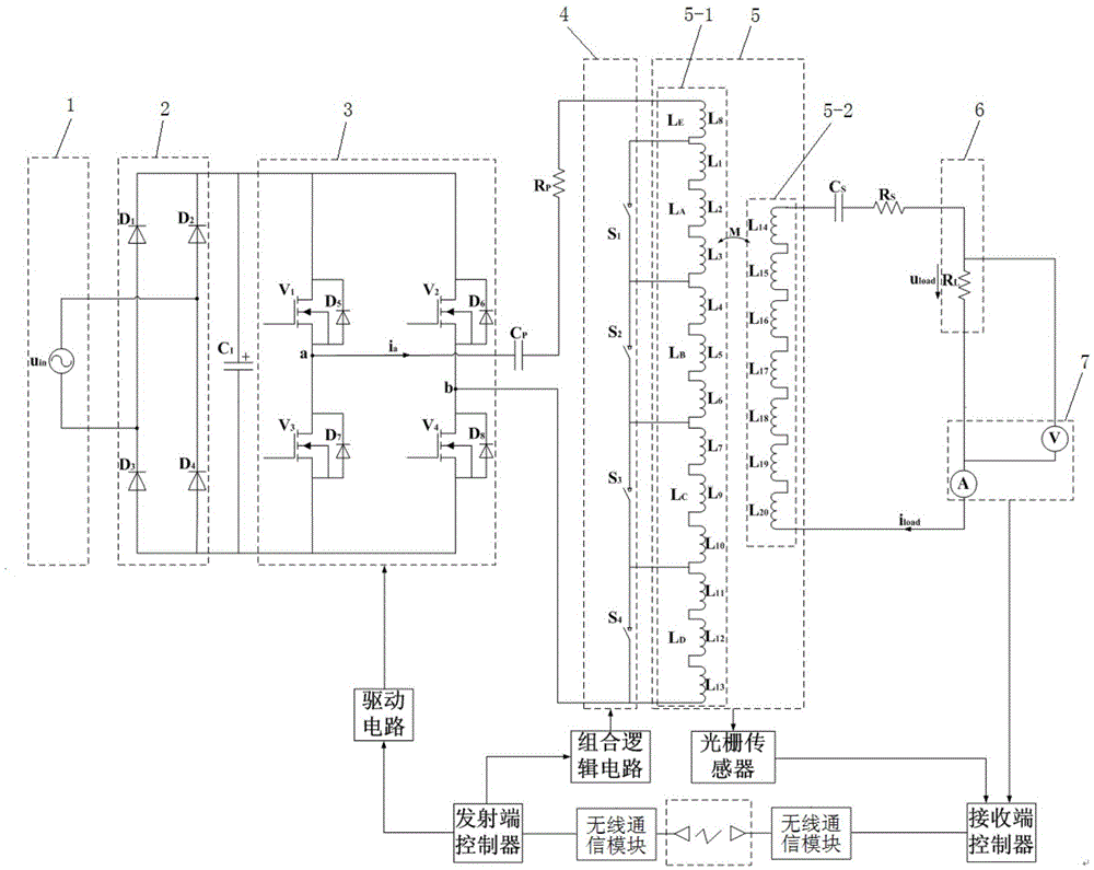 Multicoil switching wireless power transmission coupling device and control method thereof