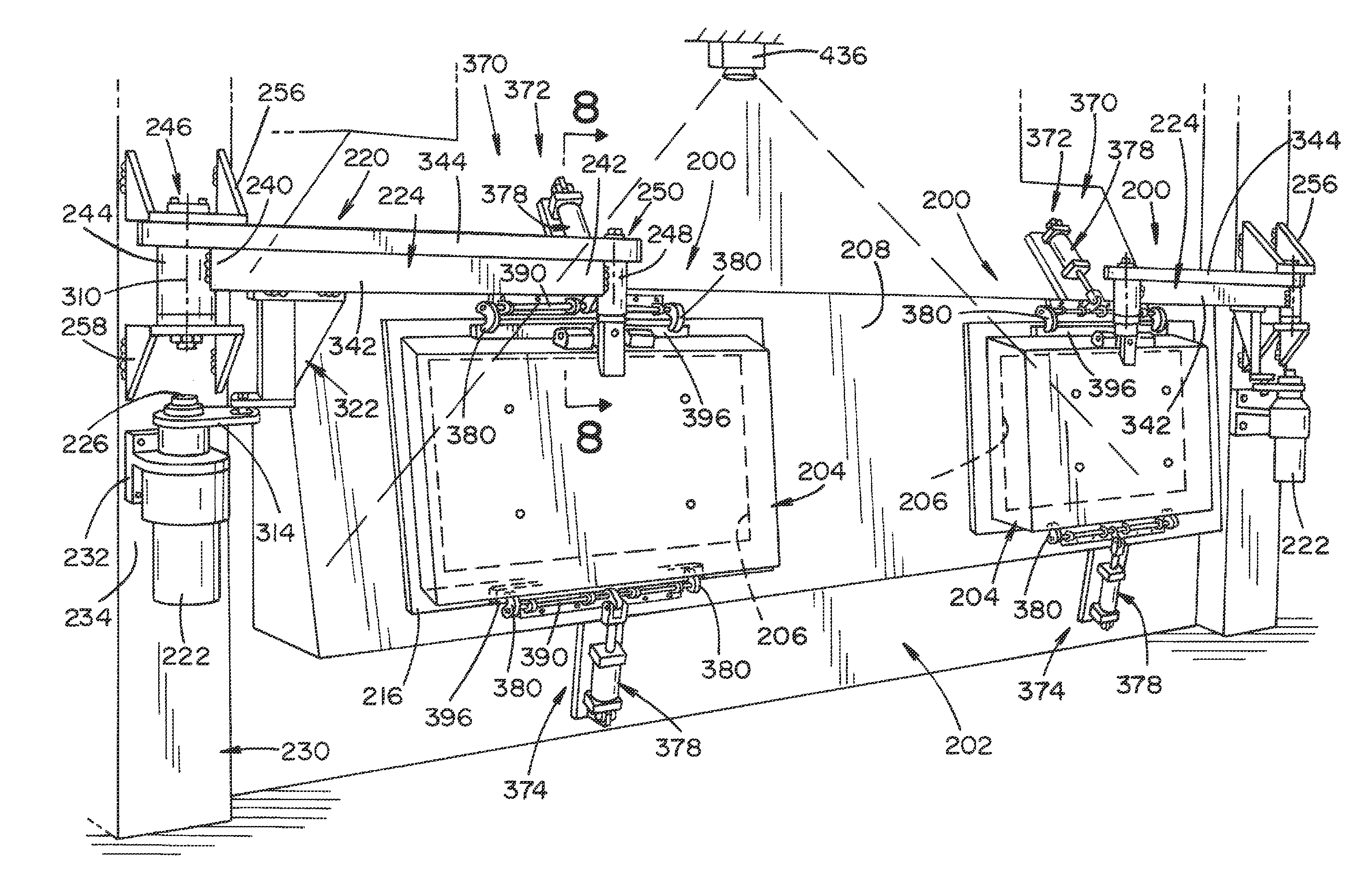 Automatic charge hearth access door assembly