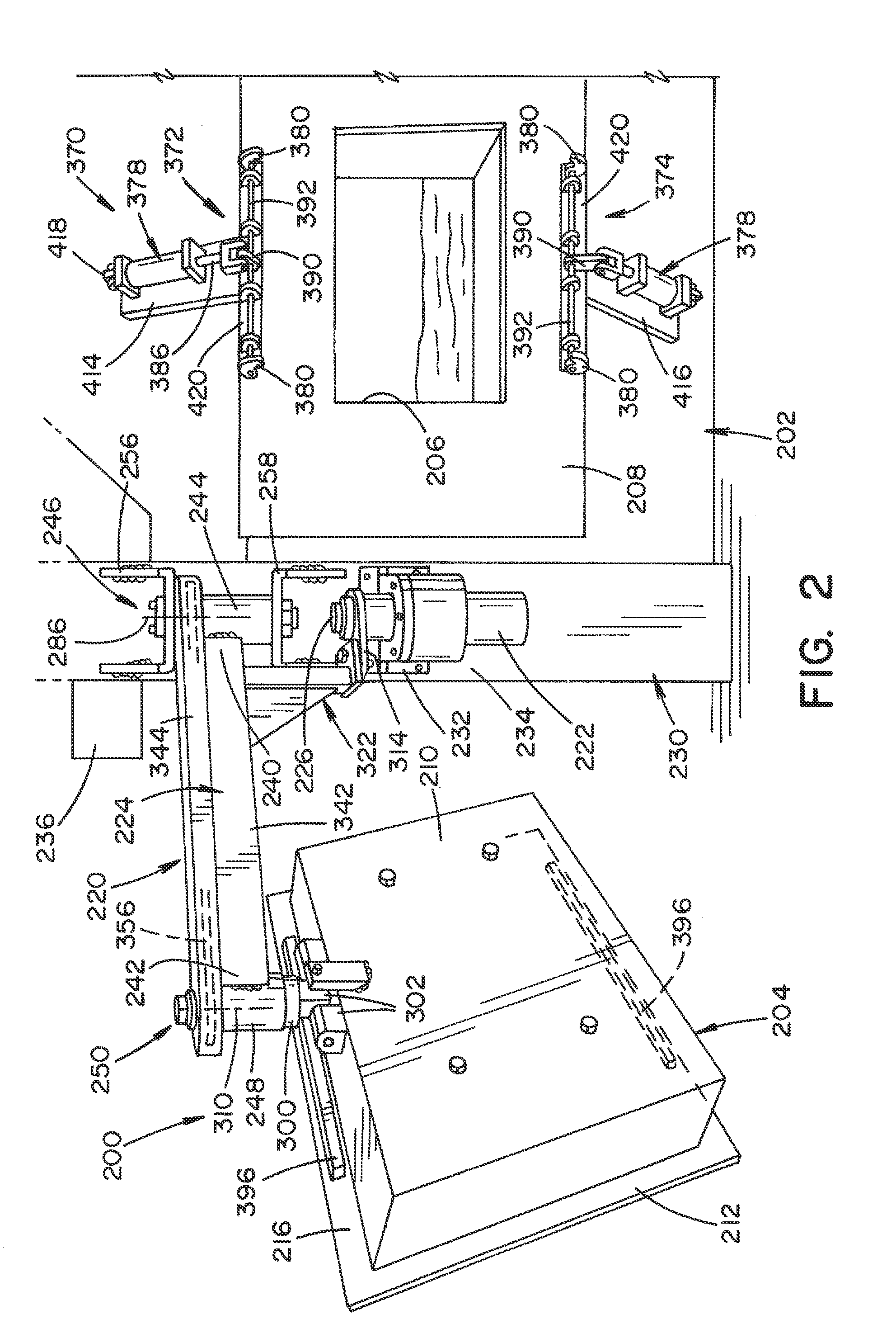 Automatic charge hearth access door assembly