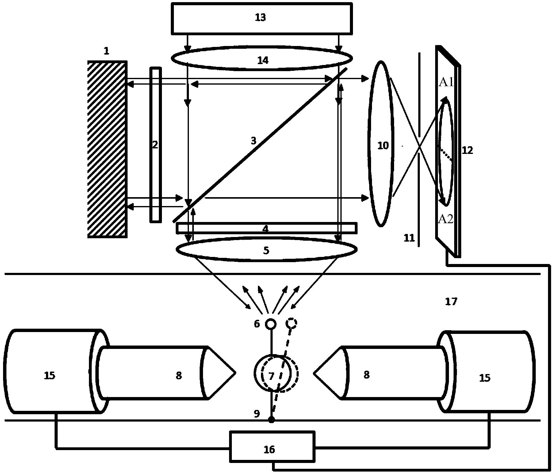 Device and method for detecting acceleration on basis of back scattered light of nano particle detection