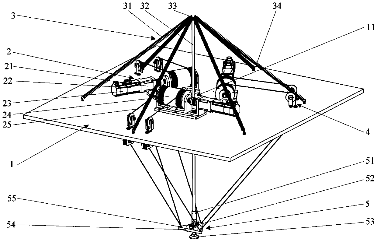 Parallel sorting robot driven by ropes tensioned through driven springs