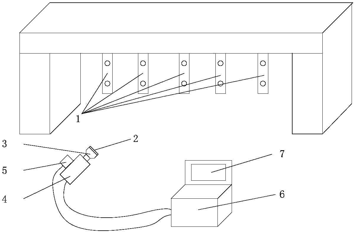 Bridge deflection detection system and method based on digital image processing technology