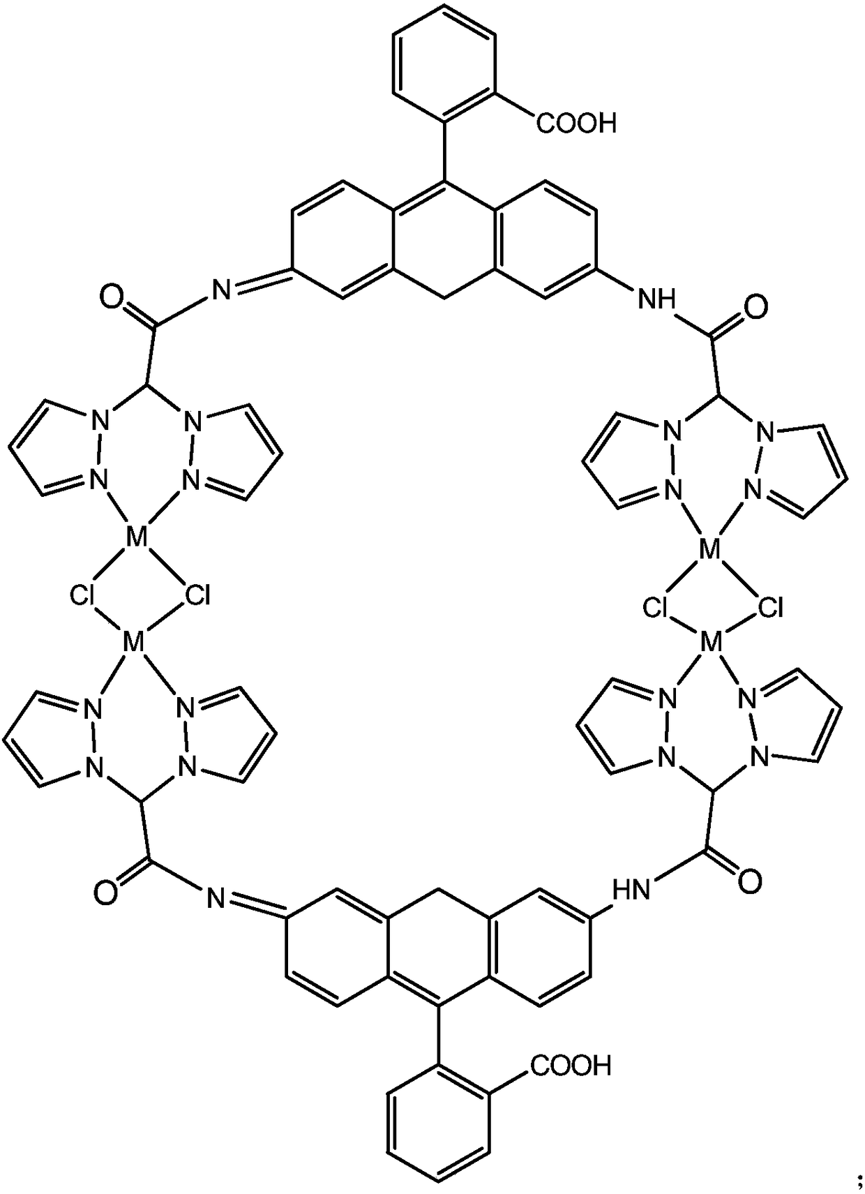 Preparation method of binuclear rhodamine bispyrazole acetate organic laser material