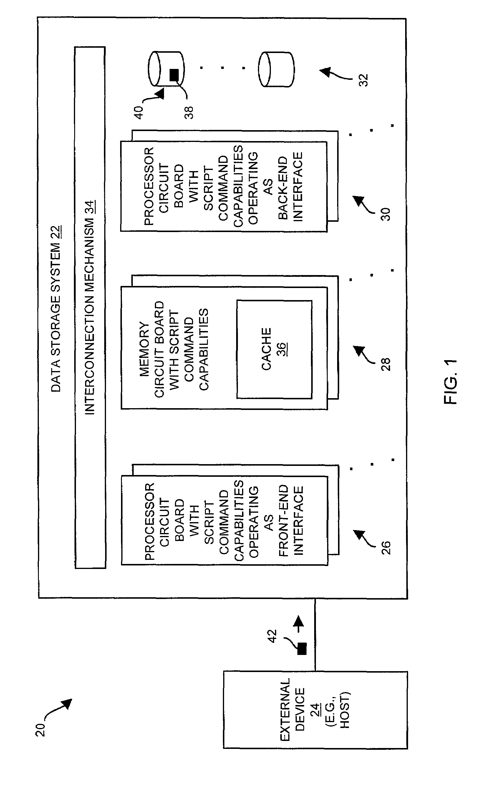 Data storage system having an improved memory circuit board configured to run scripts