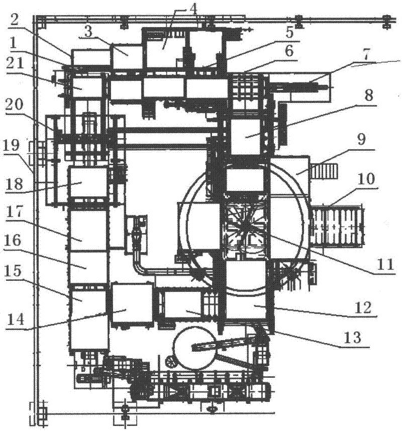 Turntable vacuum moulding production line