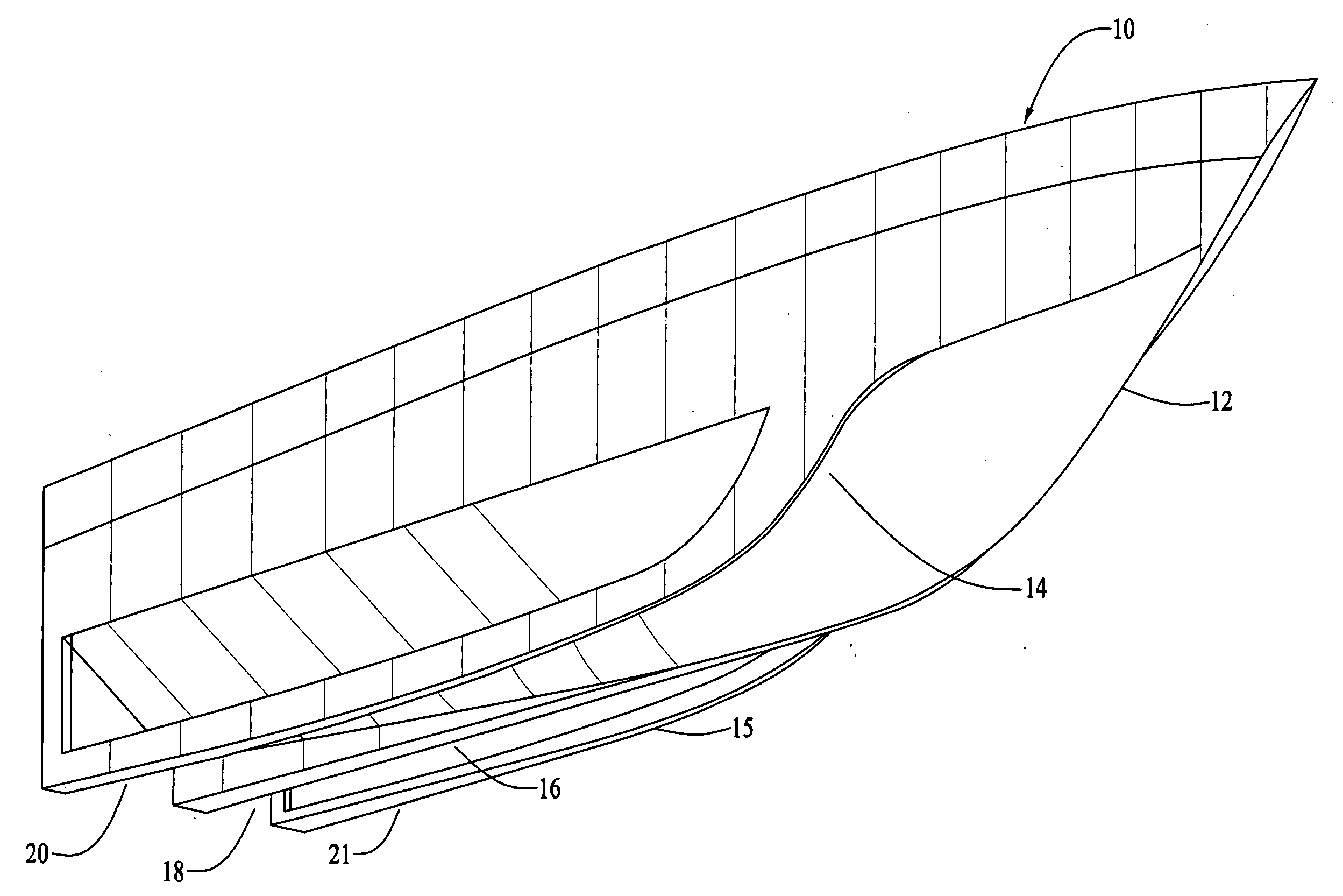 Ported tri-hull boat