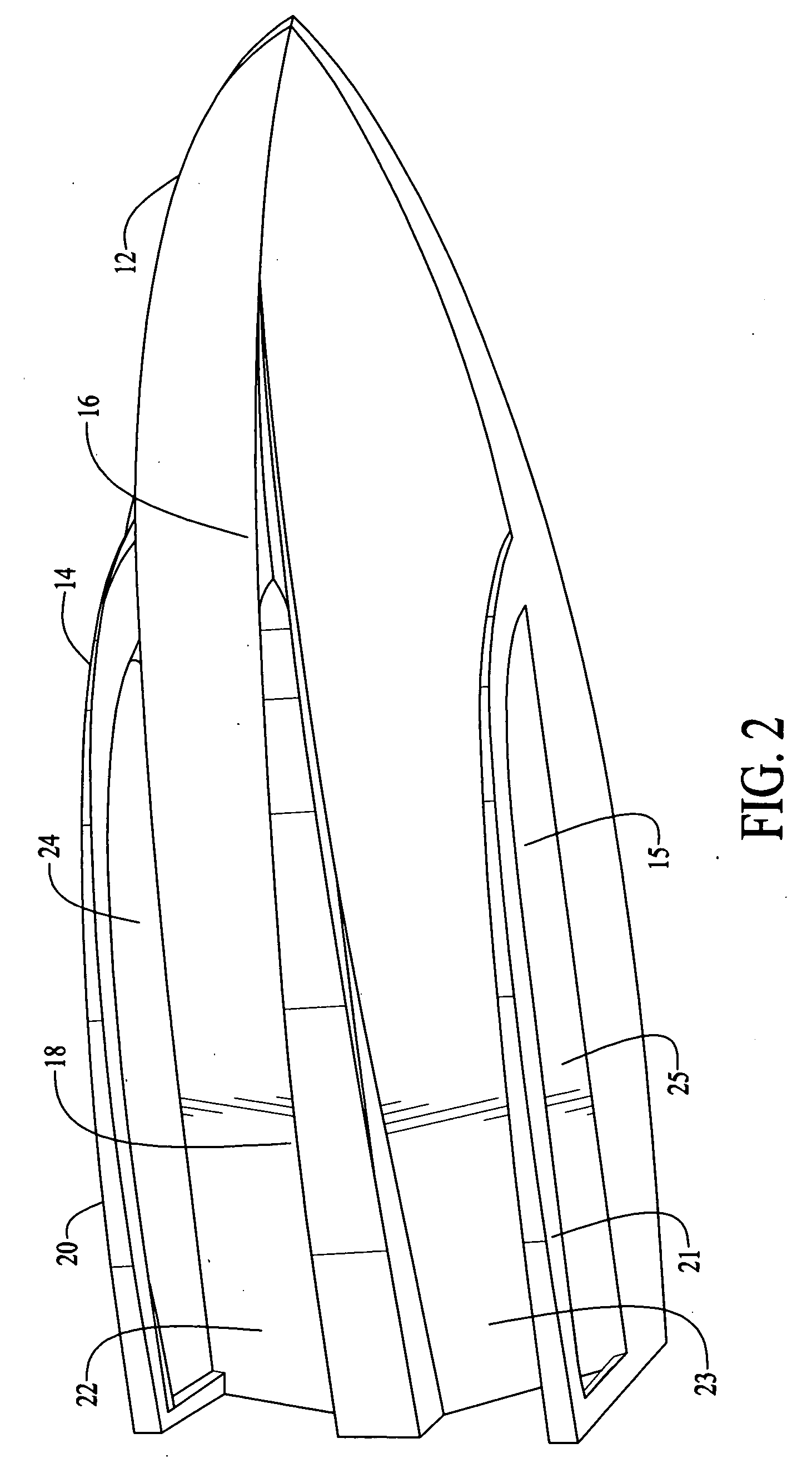 Ported tri-hull boat