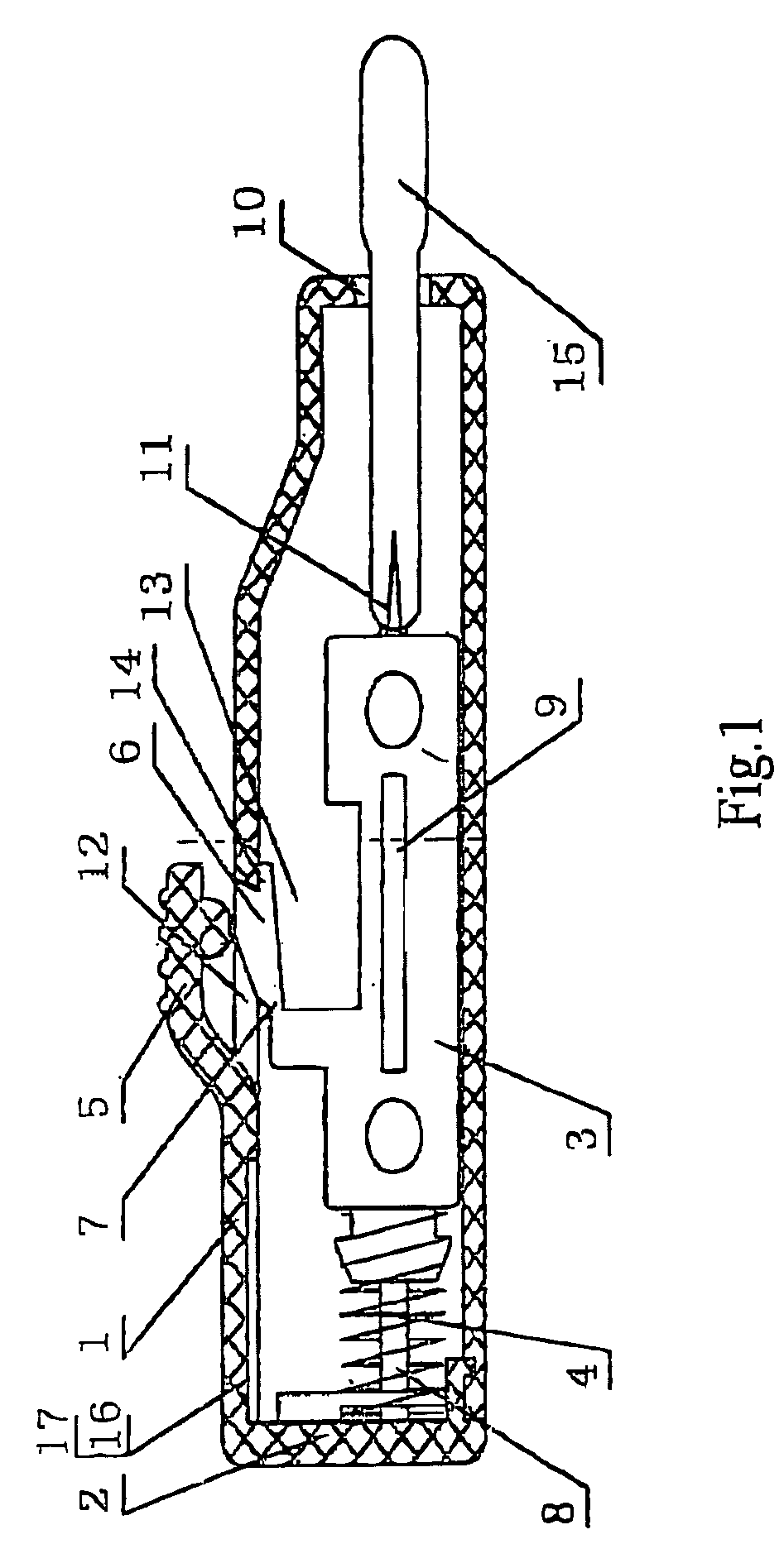 Automatic safe self-destructive disposable blood sampling device