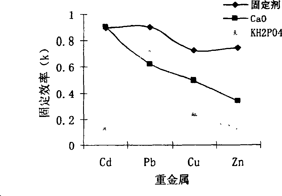 Fixative for in situ harnessing heavy metal pollution of soil