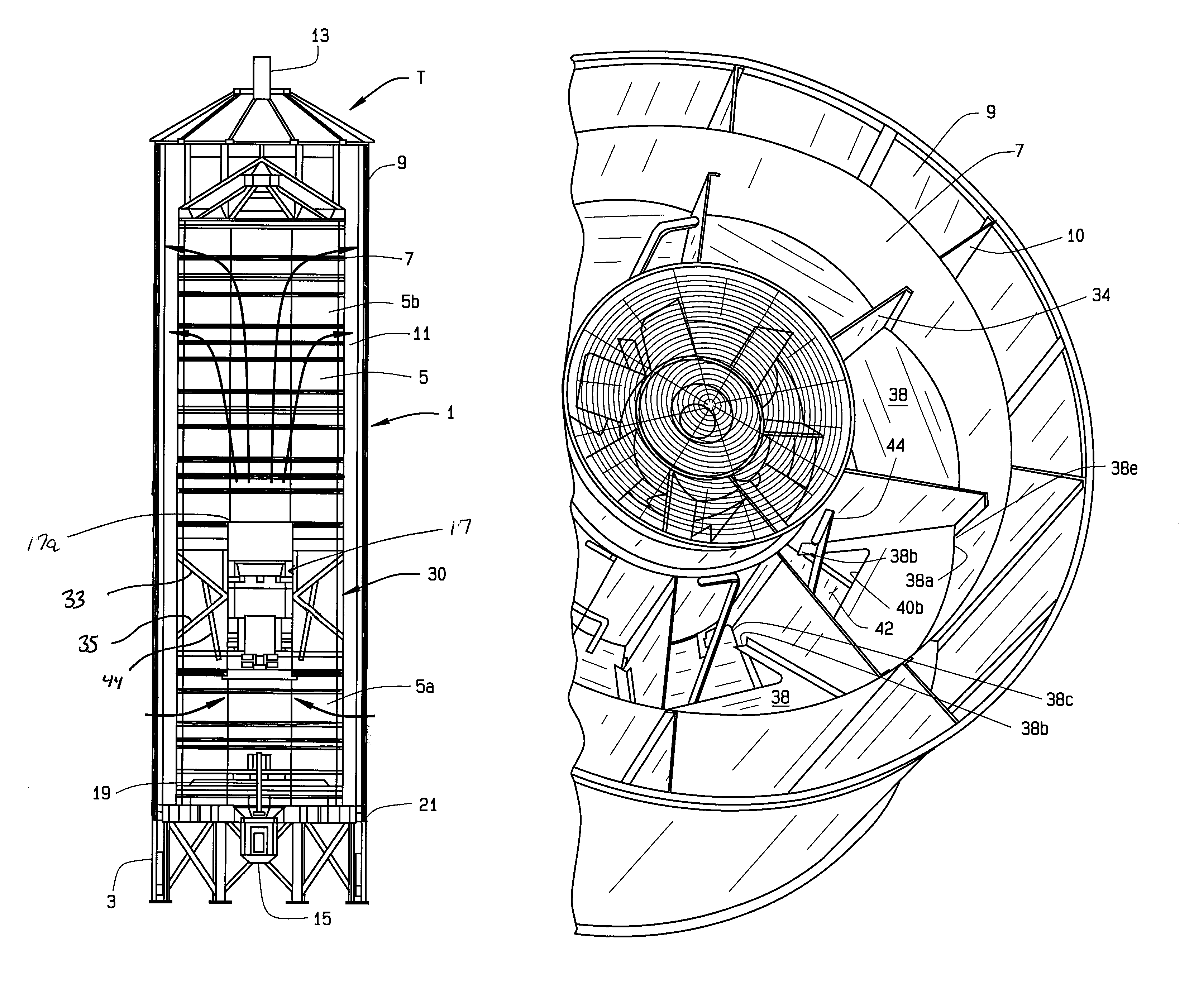 Adjustable divider/hopper for a grain tower dryer