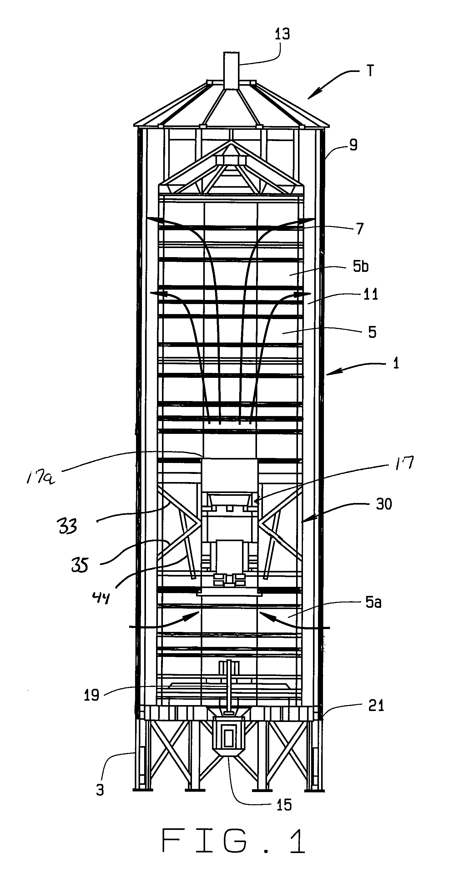 Adjustable divider/hopper for a grain tower dryer