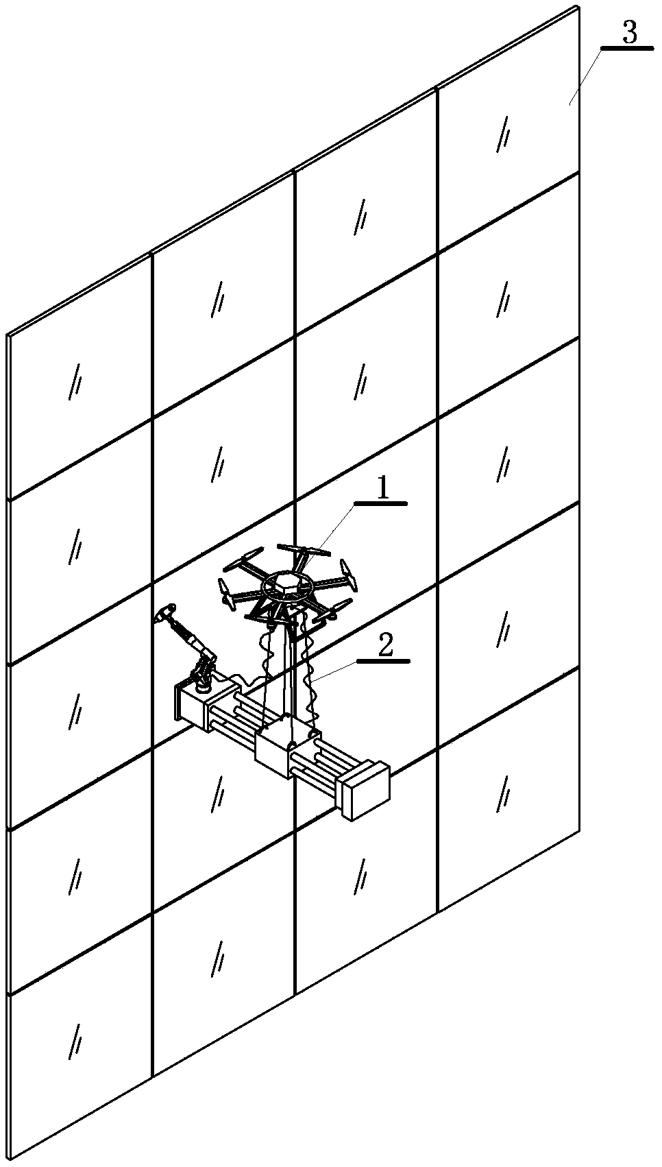 Aerial gluing robot for running maintenance of curtain wall and method thereof