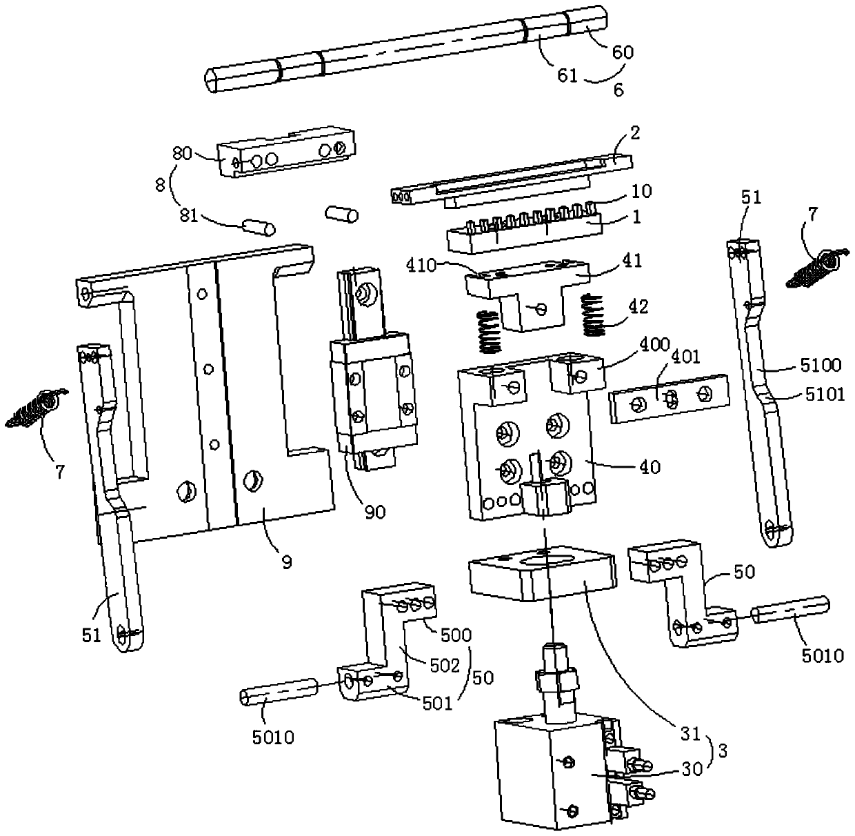 Jacking and stripping mechanism and implementation method