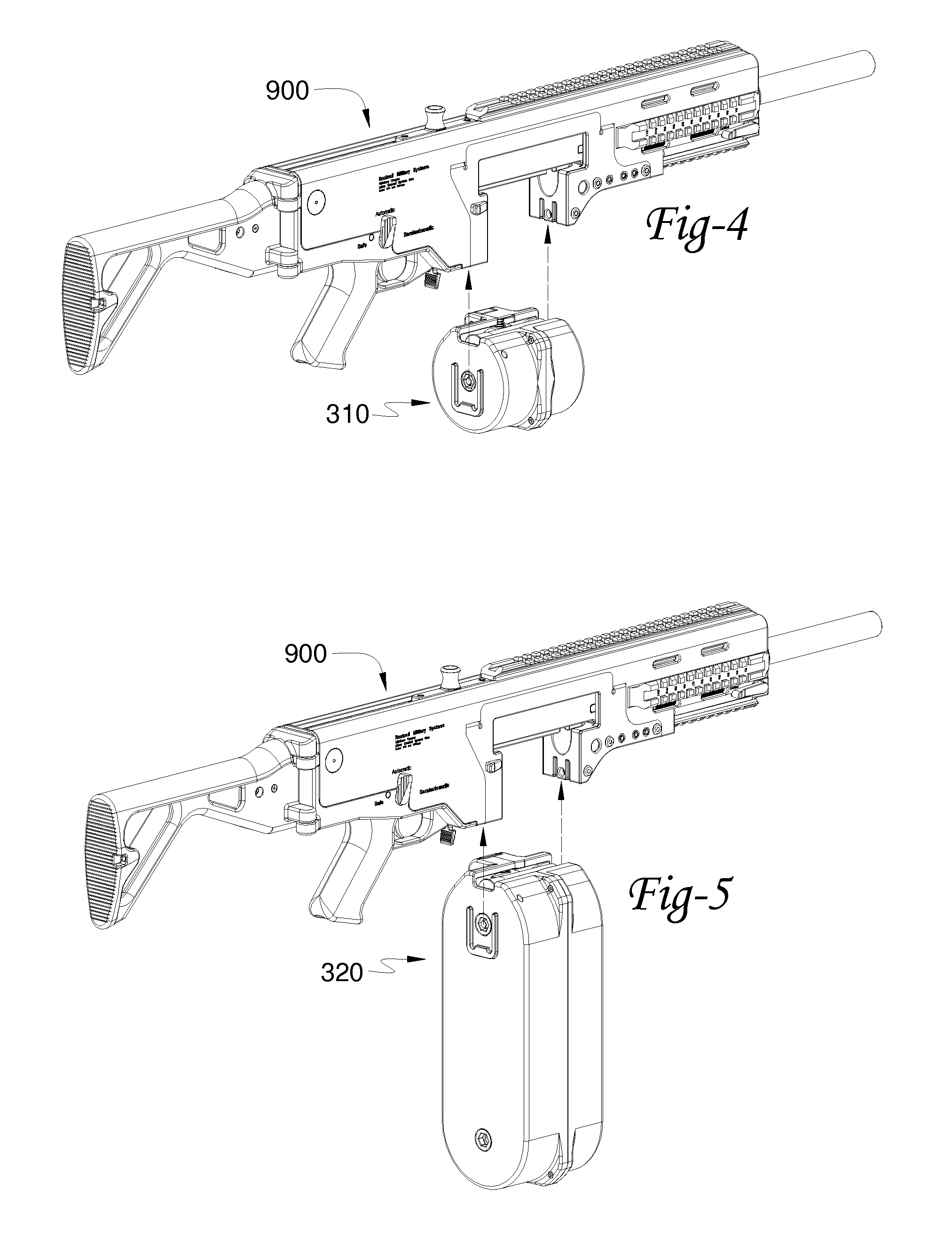 Urban combat system automatic firearm having ammunition feed controlled by weapon cycle