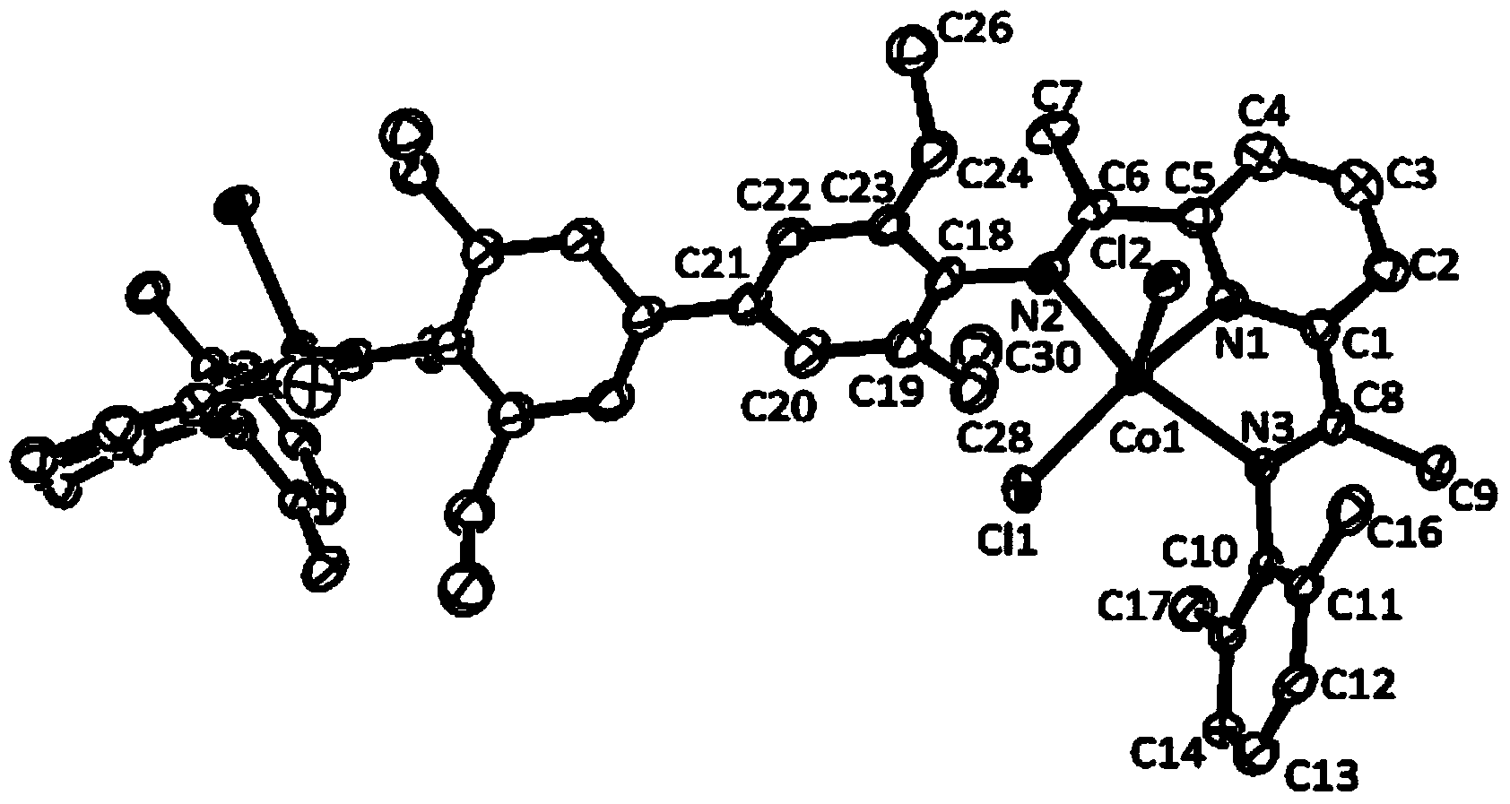 2,6-diene amine pyridine binuclear cobalt complex catalyst as well as preparation method and application thereof