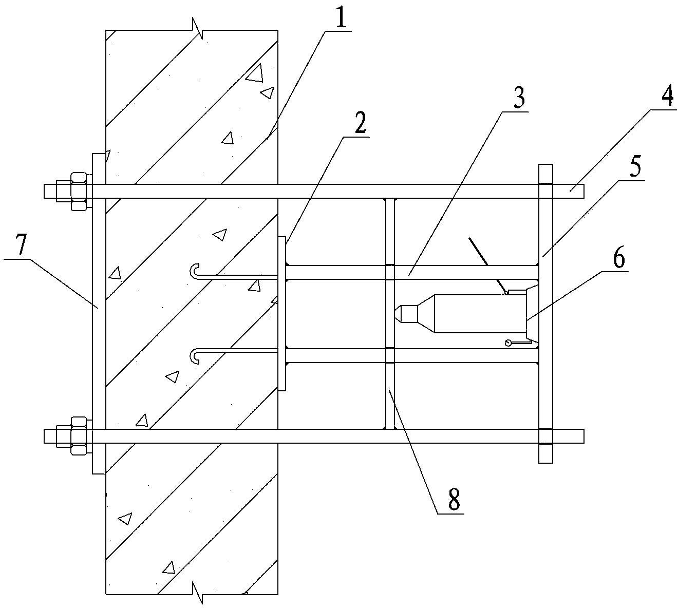 Stretching resistance detection device of curtain wall embedded part used for anchor plate construction after embedded