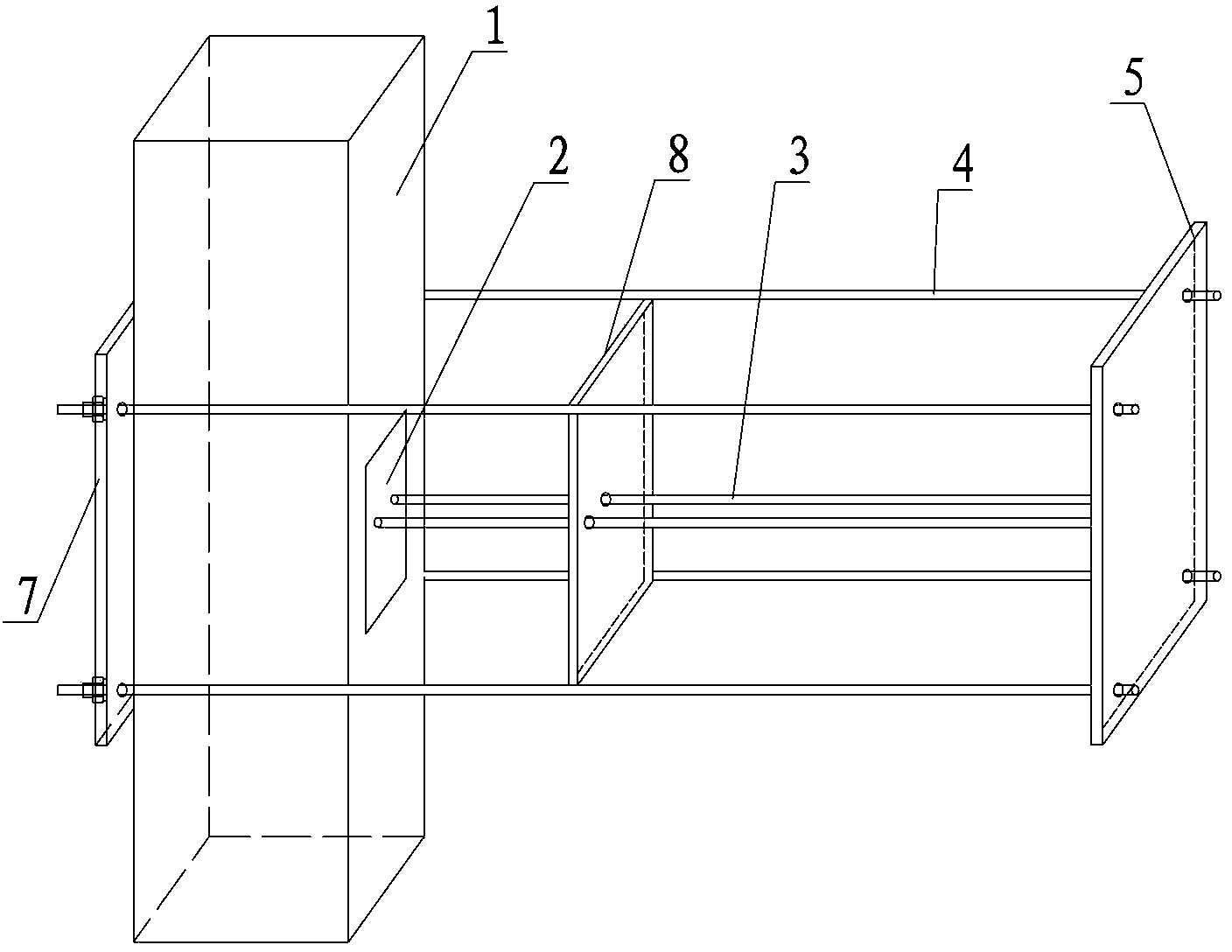 Stretching resistance detection device of curtain wall embedded part used for anchor plate construction after embedded