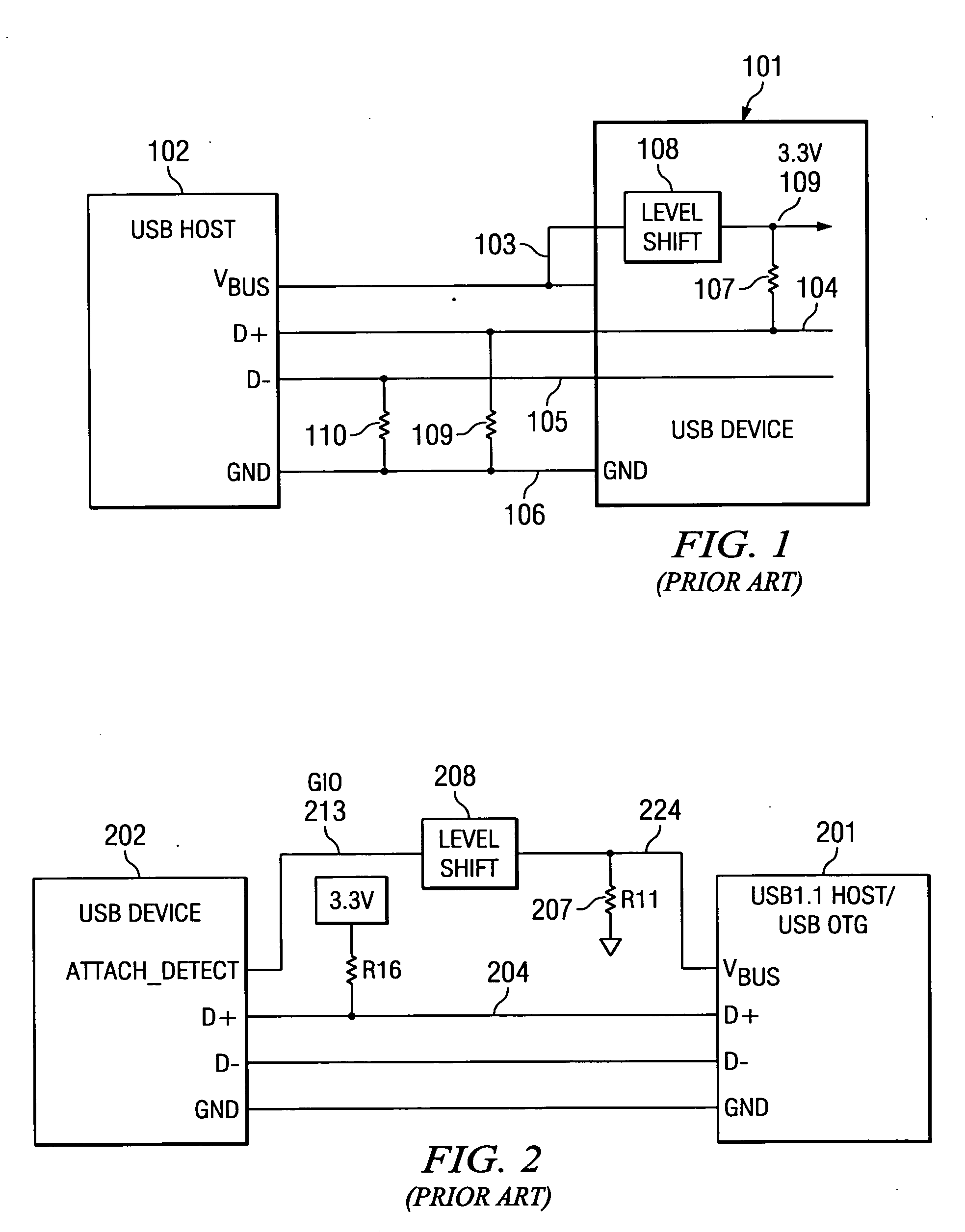 USB attach detection for USB 1.1 and USB OTG devices