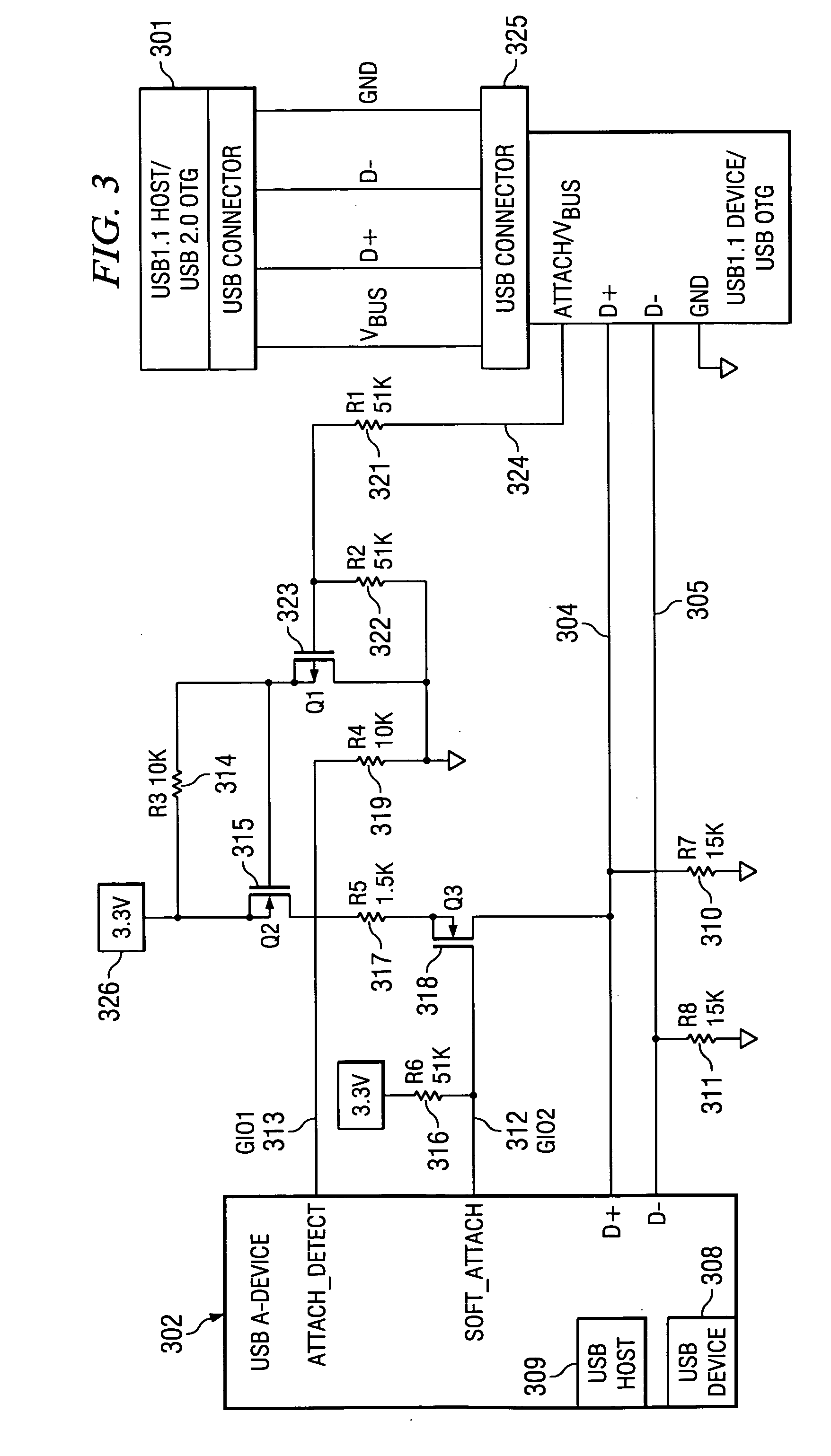 USB attach detection for USB 1.1 and USB OTG devices