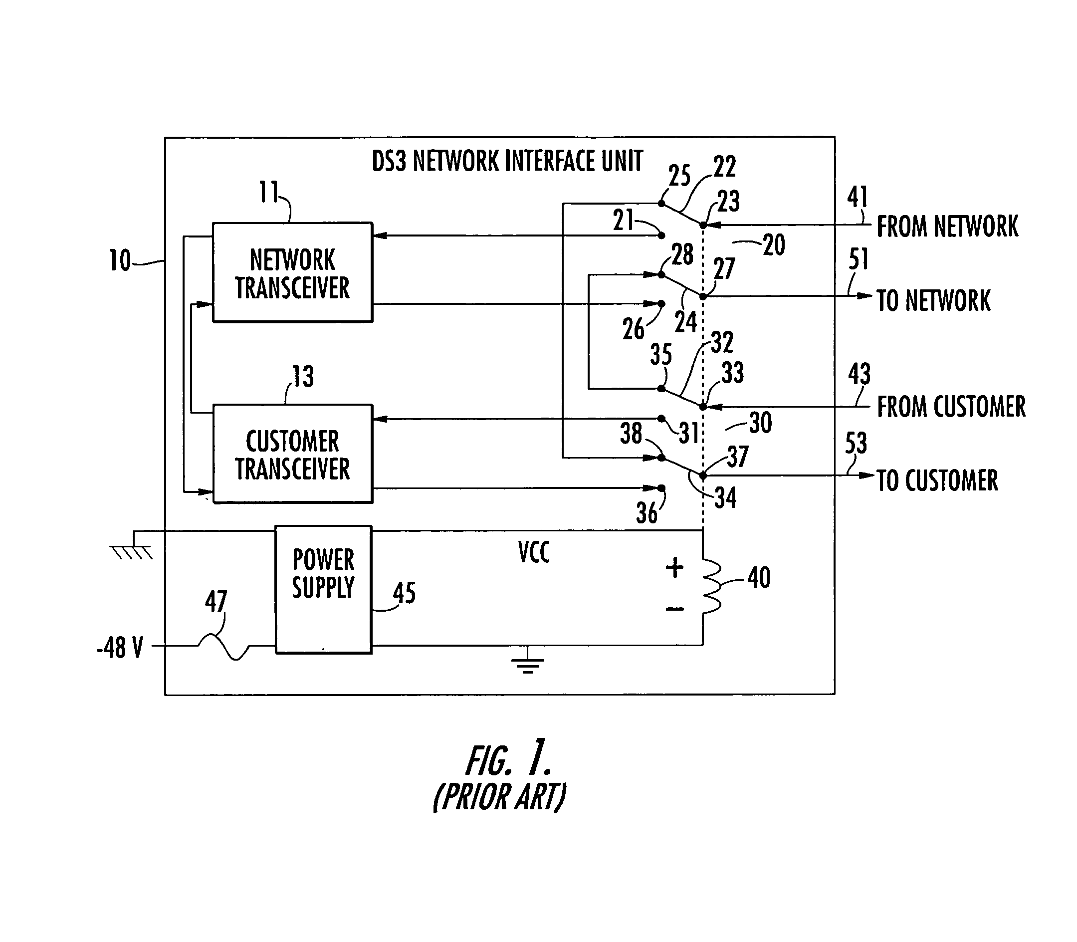 Equipment shelf-resident network interface unit by-pass circuit