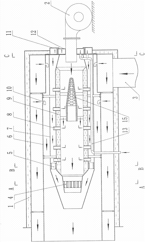 Combustion-supporting device in the combustion chamber of the drying box of the egg tray machine