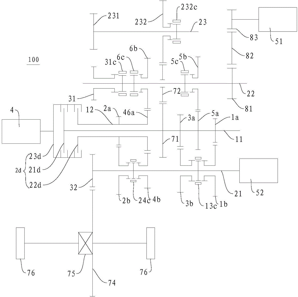 Power transmission system for vehicle and vehicle with the same