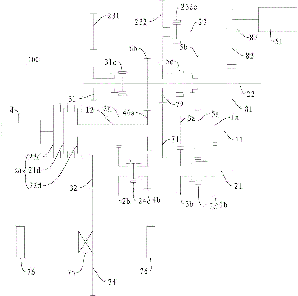 Power transmission system for vehicle and vehicle with the same