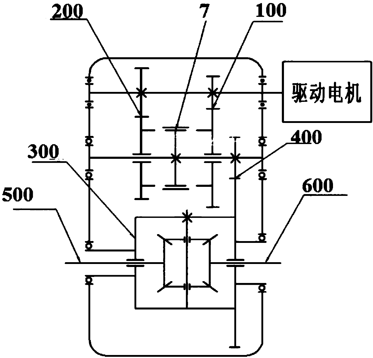 Integrated rear axle assembly with automatic gear shifting transmission for electric vehicle, and gear shifting method