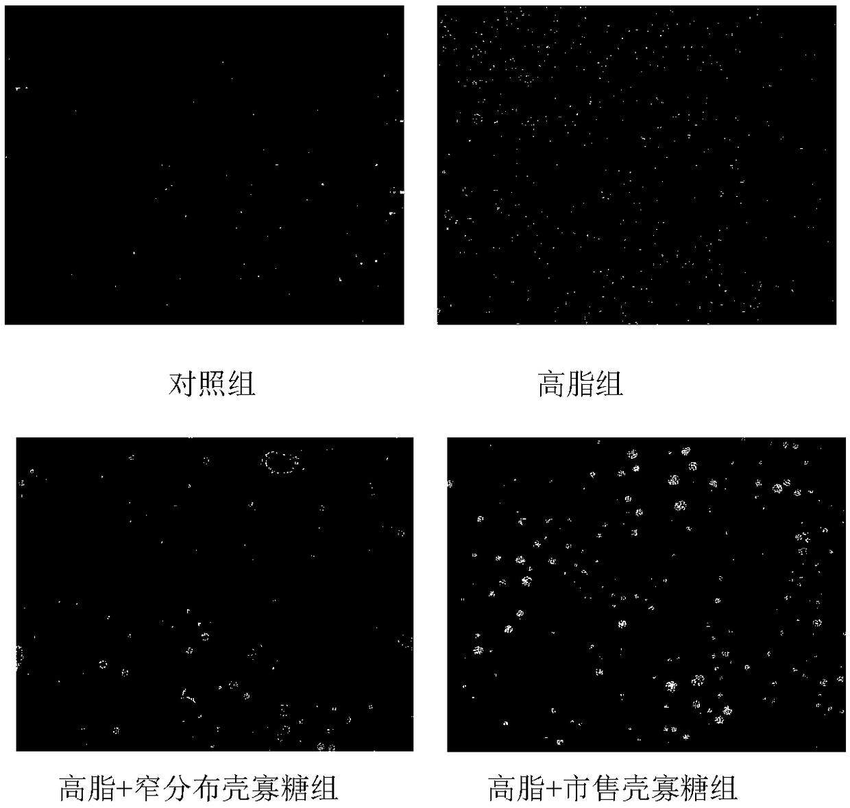 Application of narrow-range chitosan oligosaccharide in preparation of functional food for preventing hyperglycemia induced by long-term high-fat diet