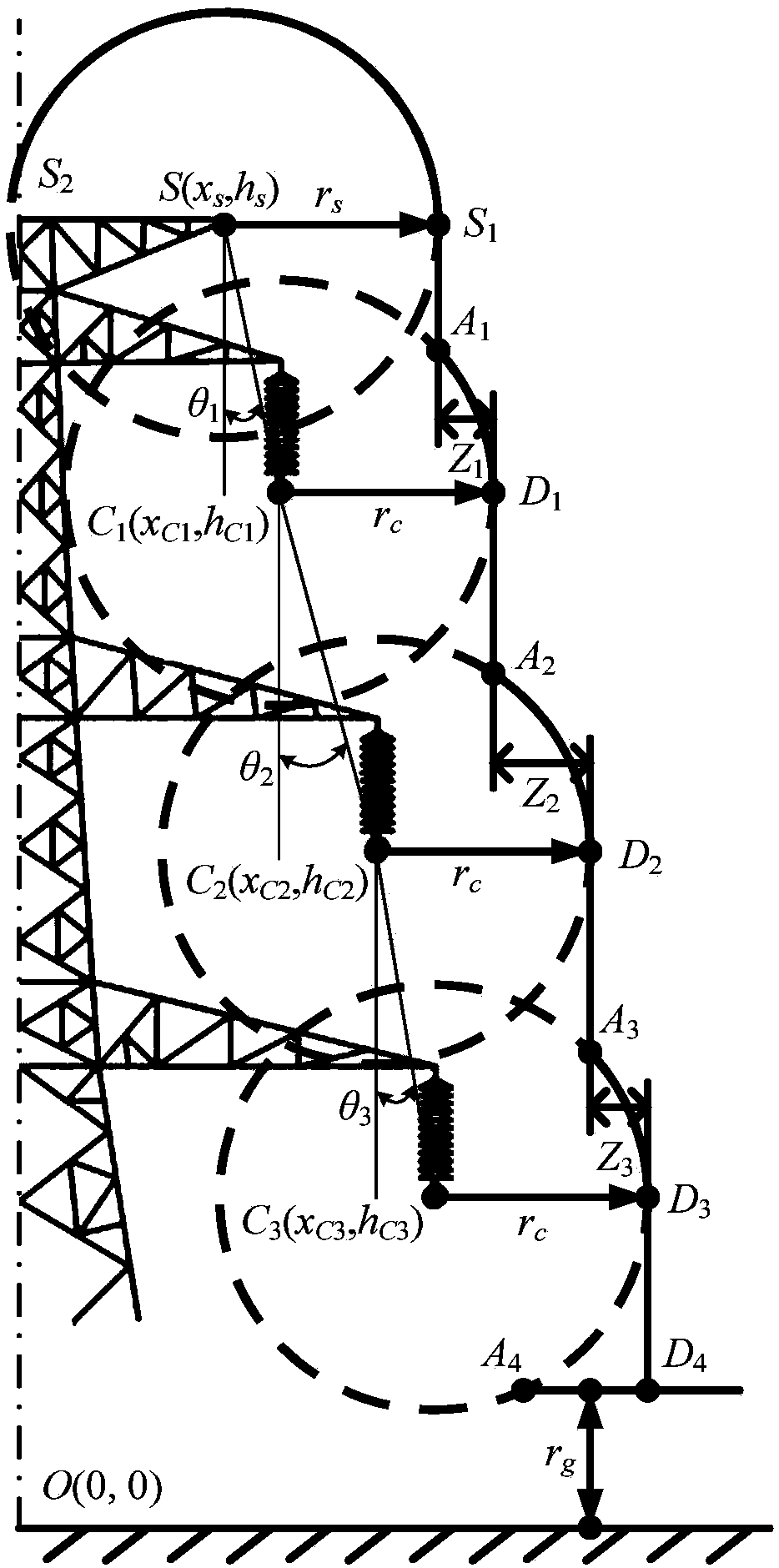 Same-tower double-circuit line lightning shielding failure lightning protection performance analysis method considering shielding effect among leads