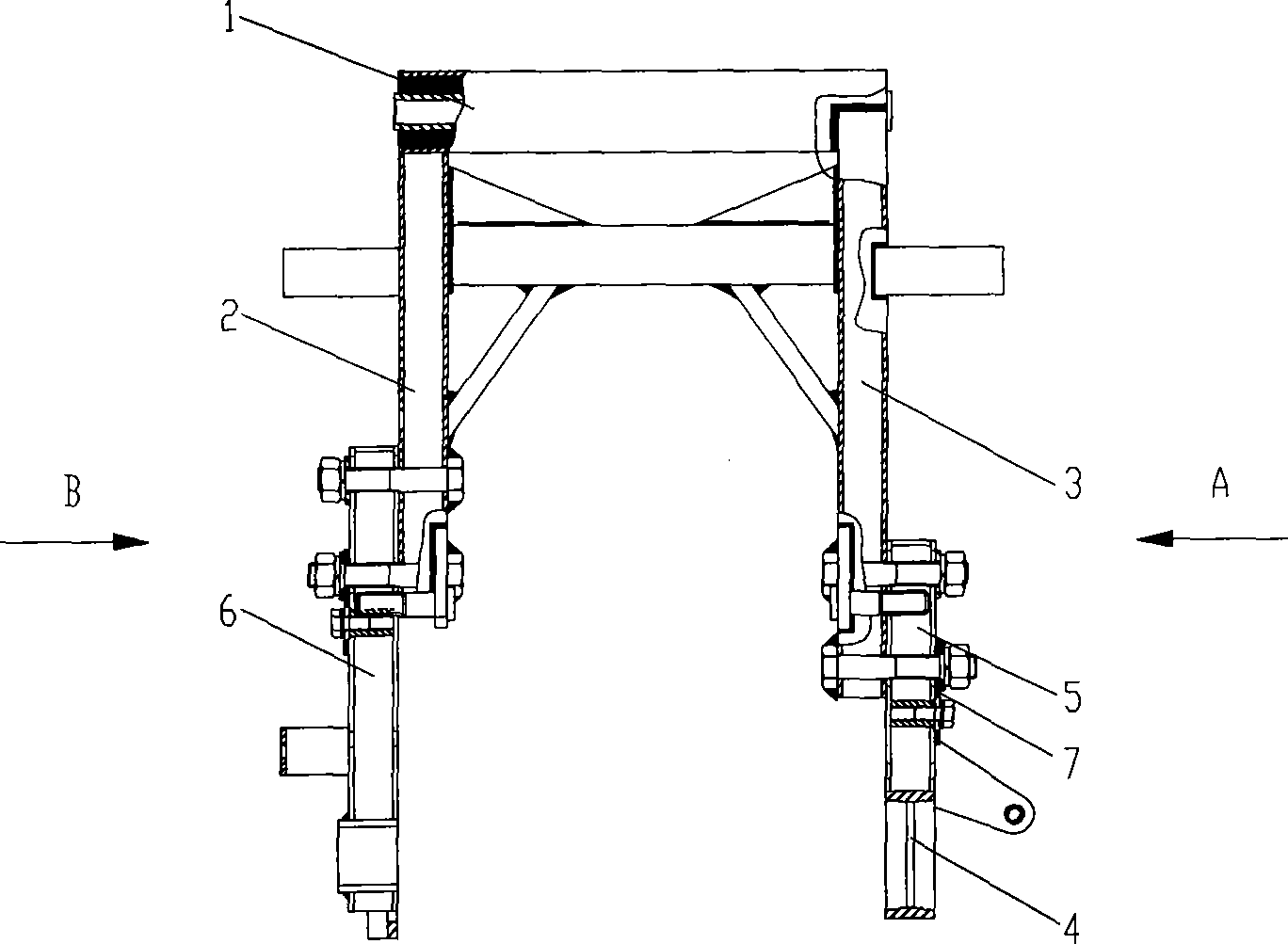 Vehicle automatic correction brake co-axial combined bottom fork