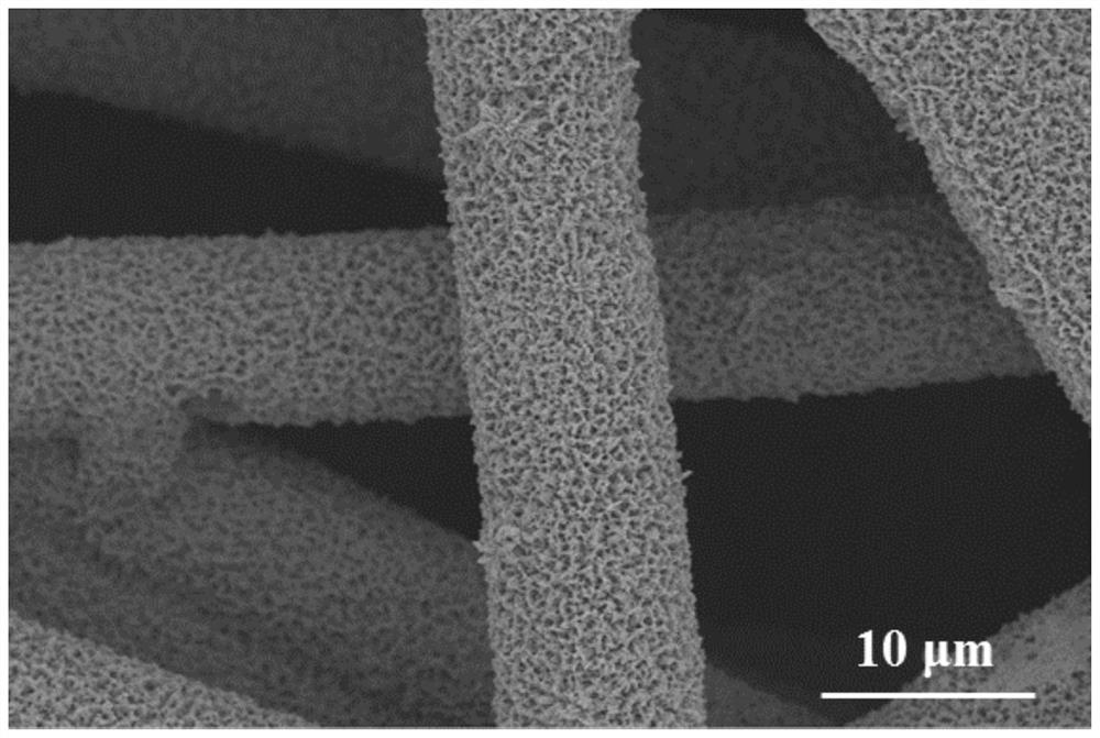 NiSe2-CoSe2/CFs composite material with micro-nano two-stage pores and high structural stability and preparation of NiSe2-CoSe2/CFs composite material