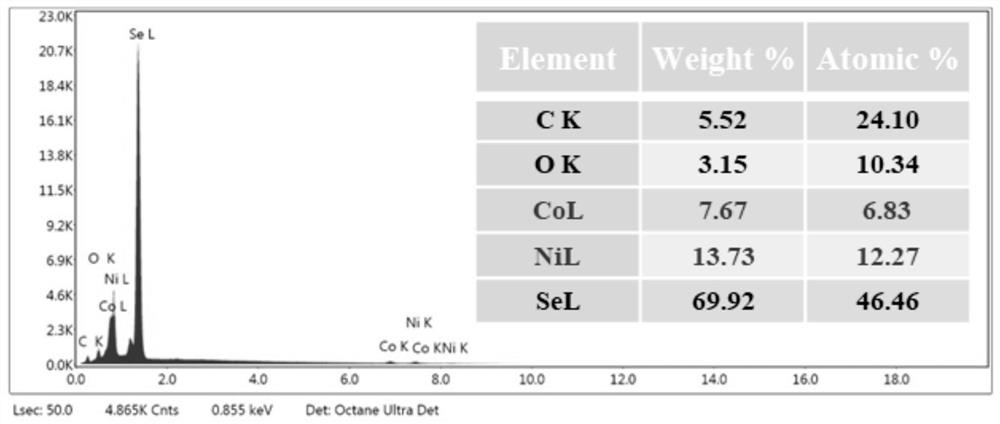 NiSe2-CoSe2/CFs composite material with micro-nano two-stage pores and high structural stability and preparation of NiSe2-CoSe2/CFs composite material