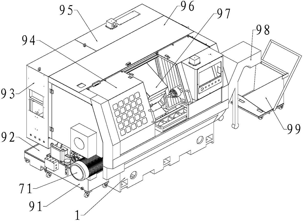 A machine tool with a spindle turning tool holder