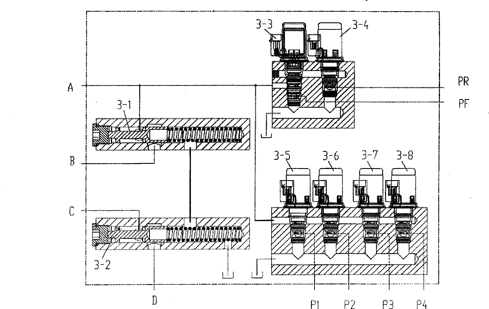 Full flow electrohydraulic control system for construction machinery gear box