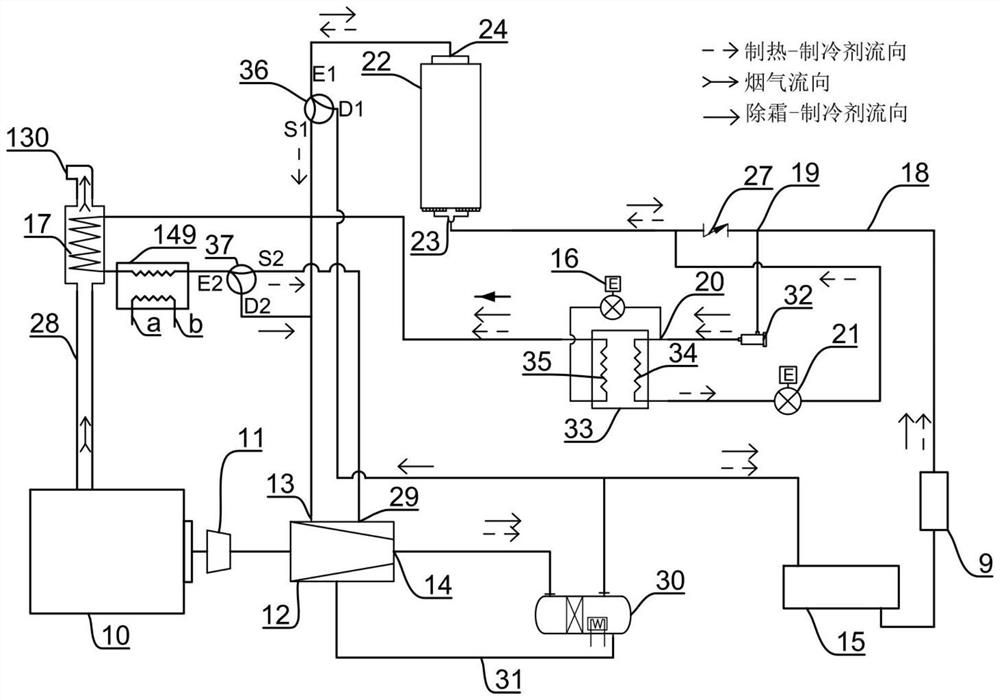 Large-temperature-difference high-temperature heat pump hot water unit driven by engine