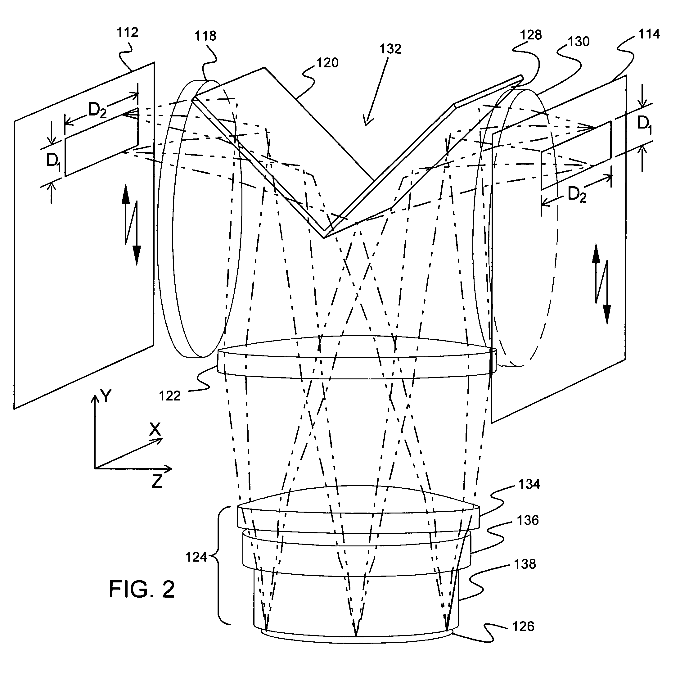 Catadioptric 1x projection system and method