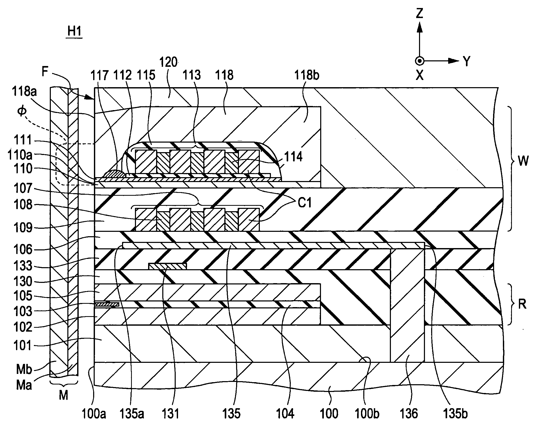 Perpendicular magnetic recording head including heating element